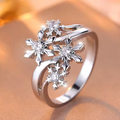 Mrs. Claus Ring - Silver Snowflakes