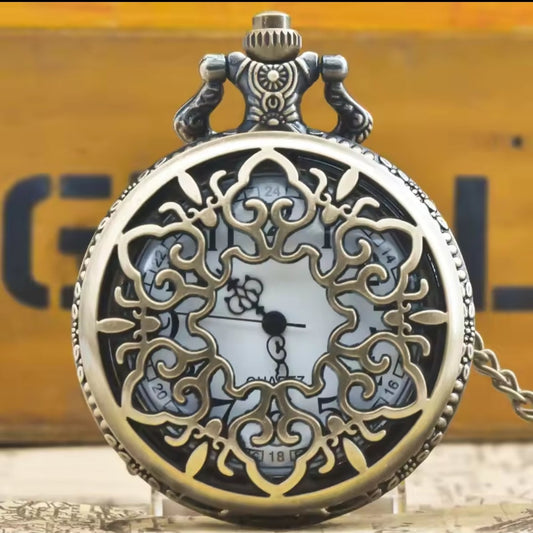 Bronze Filigree Snowflake Pocket Watch
