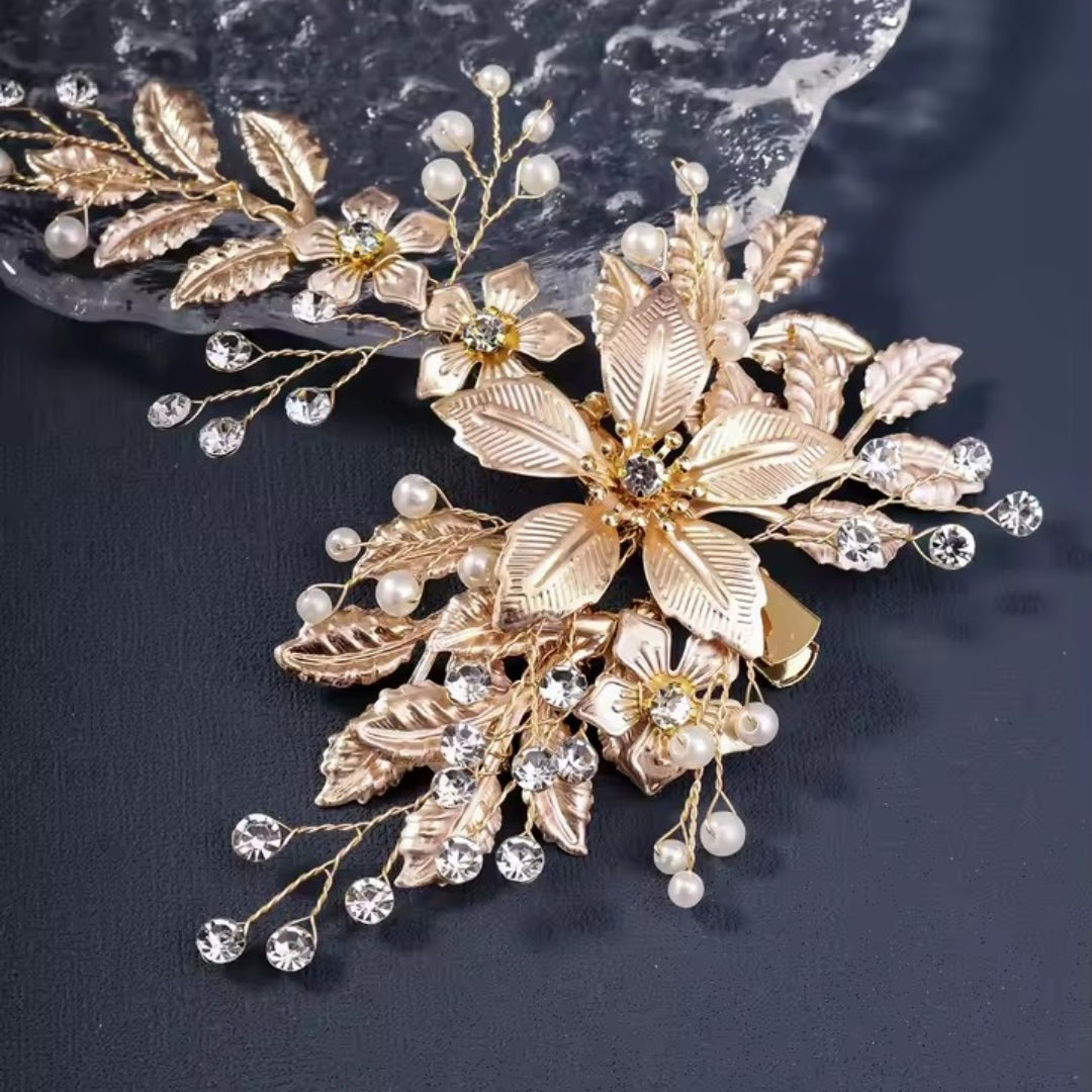 Mrs. Claus Light Rose Gold Poinsettia Hair Clip