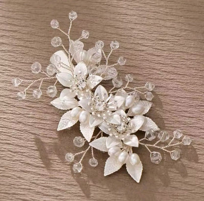 Mrs. Claus Silver Flower Hair Clip