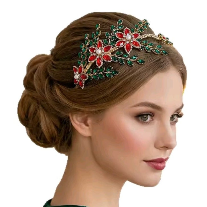 Mrs. Claus Poinsettia Head Band