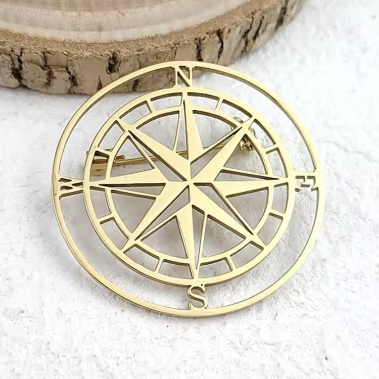 Gold Compass Brooch