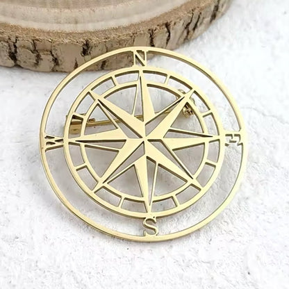 Gold Compass Brooch