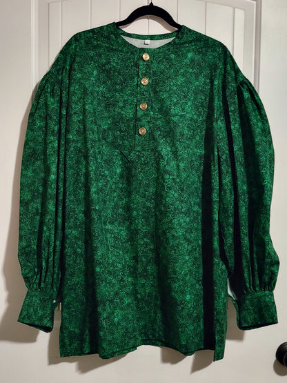 Pre Order Puffy Sleeve Shirt - Green Swirl