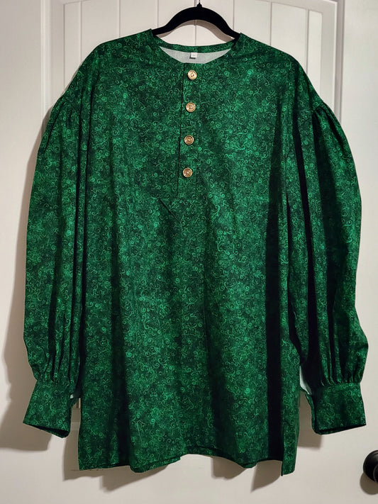 Pre Order Puffy Sleeve Shirt - Green Swirl