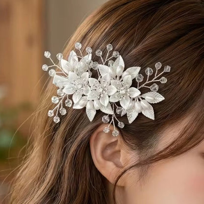 Mrs. Claus Silver Flower Hair Clip