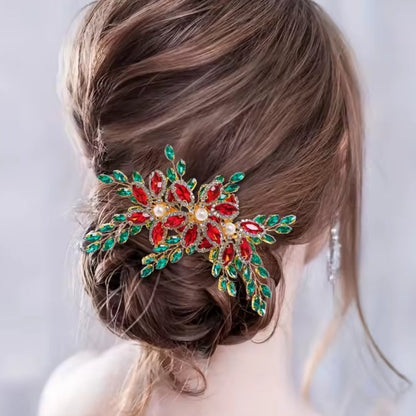 Mrs. Claus Red & Green Crystal Hair Piece