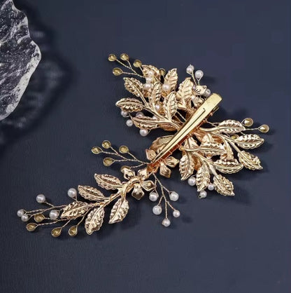 Mrs. Claus Light Rose Gold Poinsettia Hair Clip