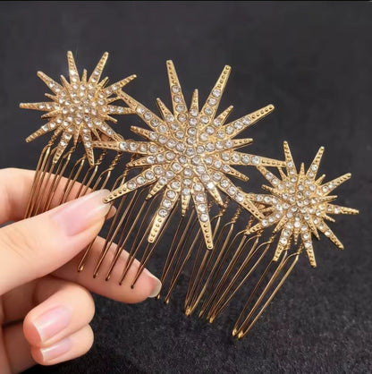 Mrs. Claus Gold Stars Hair Piece