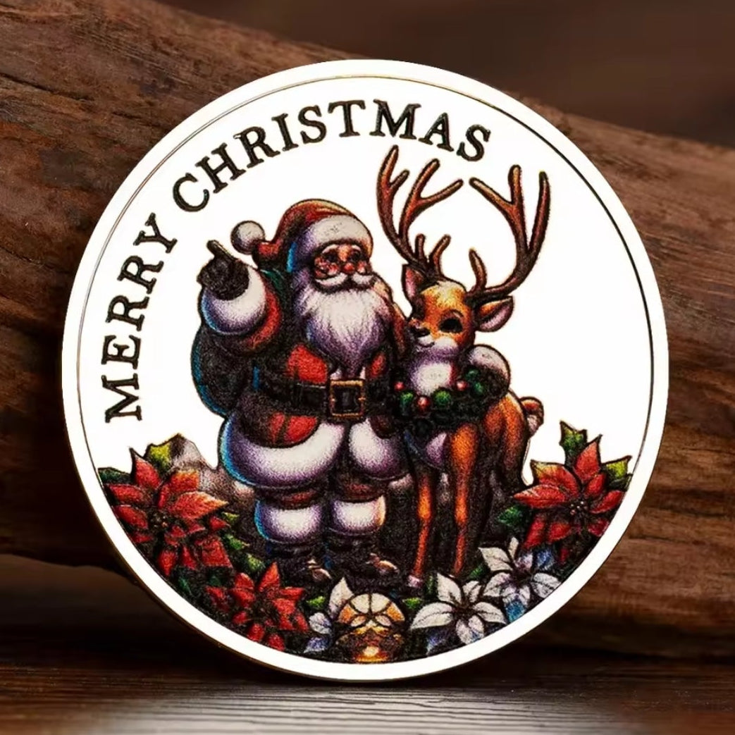 Santa’s Special Collectors Coins - Silver Santa & Reindeer