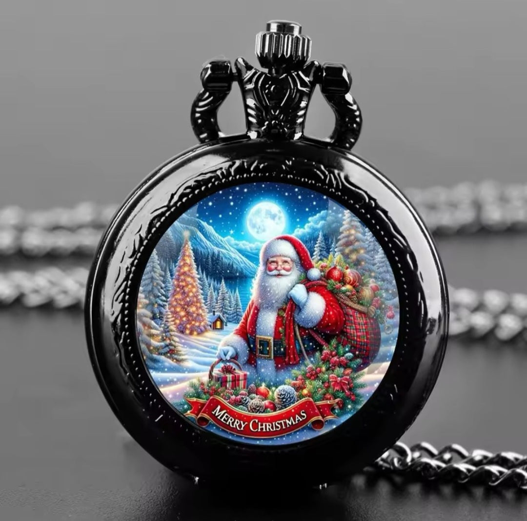 Small Pocket Watch - Merry Christmas Santa