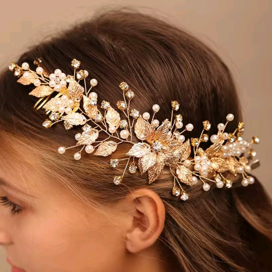 Mrs. Claus Gold Poinsettia Hair Piece