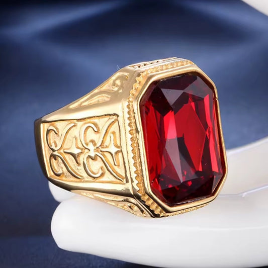 Santa Ring - Gold w/ Red Gem