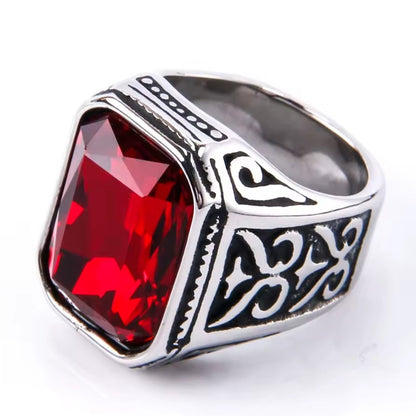 Santa Ring - Antique Silver w/ Red Gem