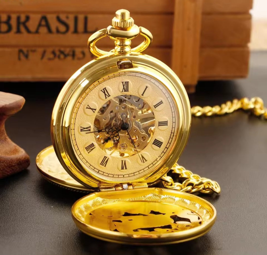 Gold Reindeer Pocket Watch