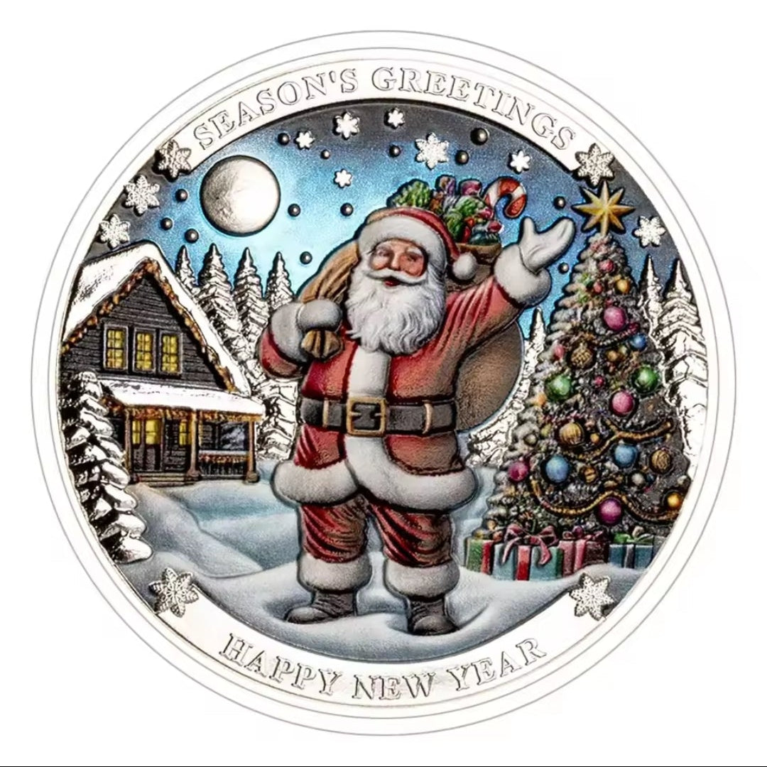 Santa’s Special Collectors Coins - Silver Seasons Greetings Santa