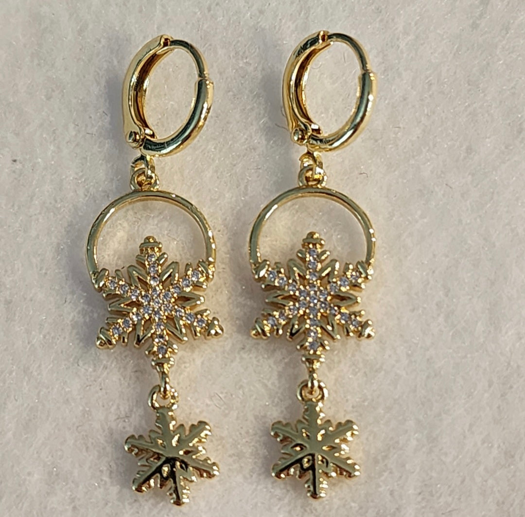 Gold Snowflake Earrings