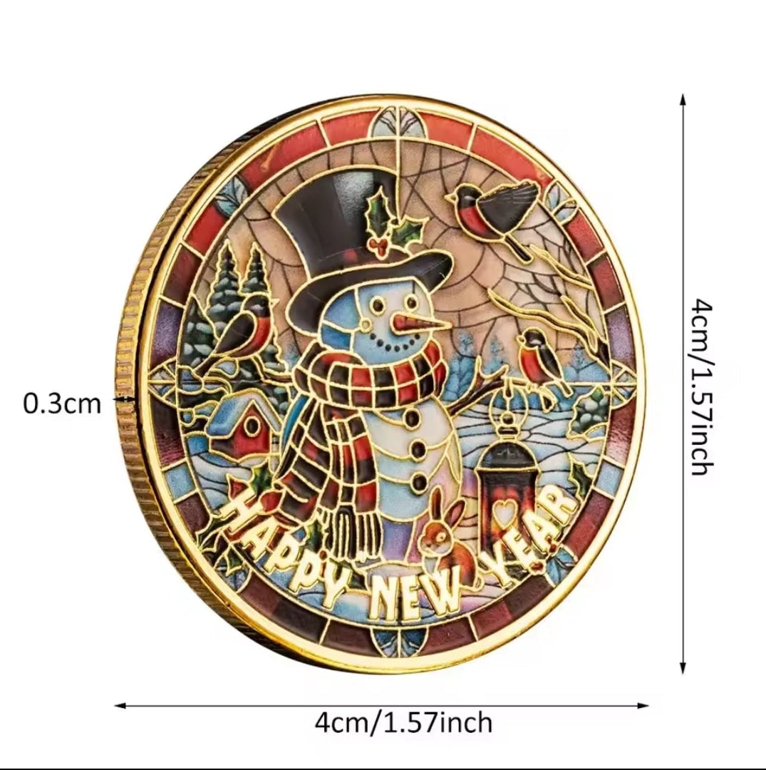 Santa’s Special Collectors Coins - Stained Glass Snowman