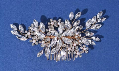 Mrs. Claus Clear Crystal Gold Hair Comb
