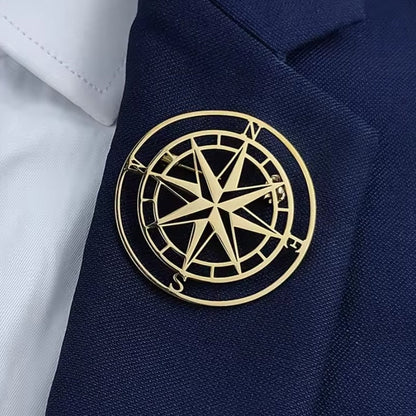 Gold Compass Brooch
