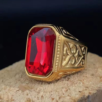 Santa Ring - Gold w/ Red Gem