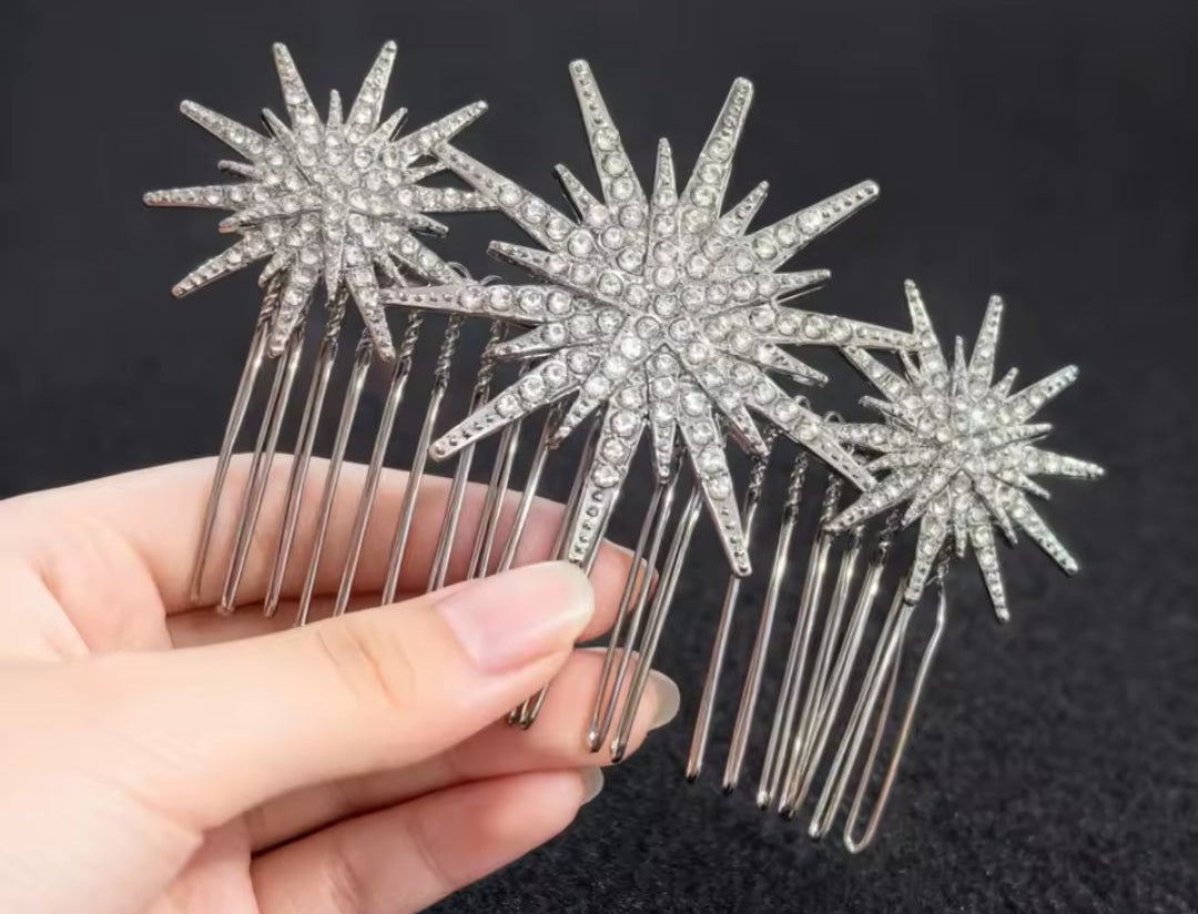 Mrs. Claus Silver Stars Hair Piece