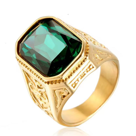 Santa Ring - Gold w/ Green Gem