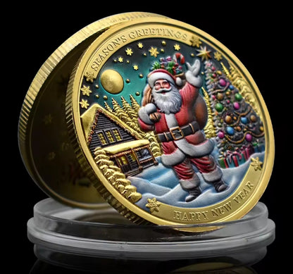 Santa’s Special Collectors Coins - Gold Seasons Greetings Santa