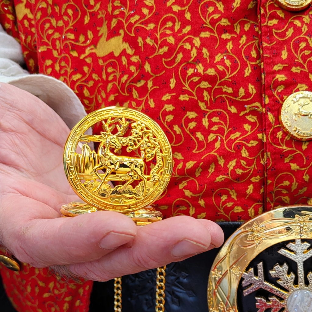 Gold Reindeer Pocket Watch