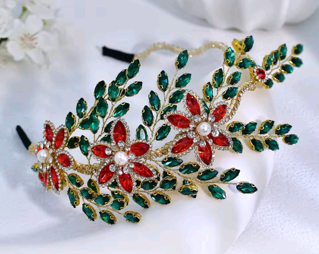 Mrs. Claus Poinsettia Head Band