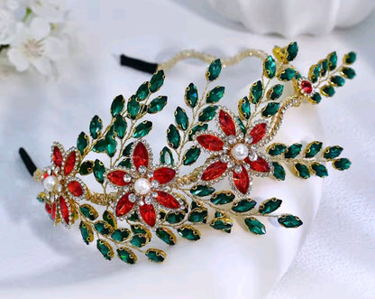 Mrs. Claus Poinsettia Head Band