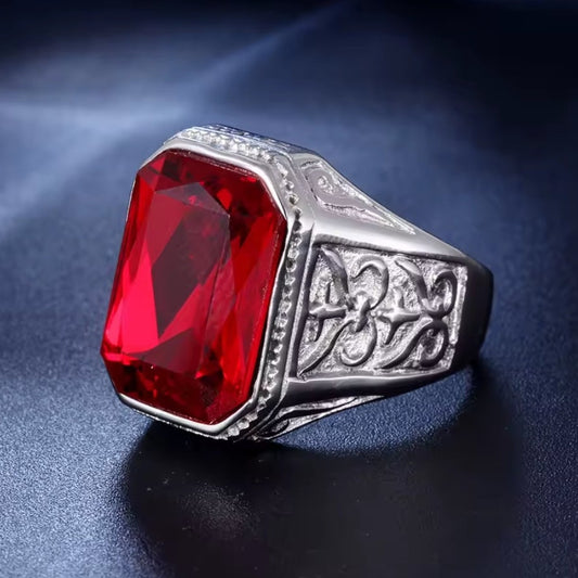 Santa Ring - Silver w/ Red Gem