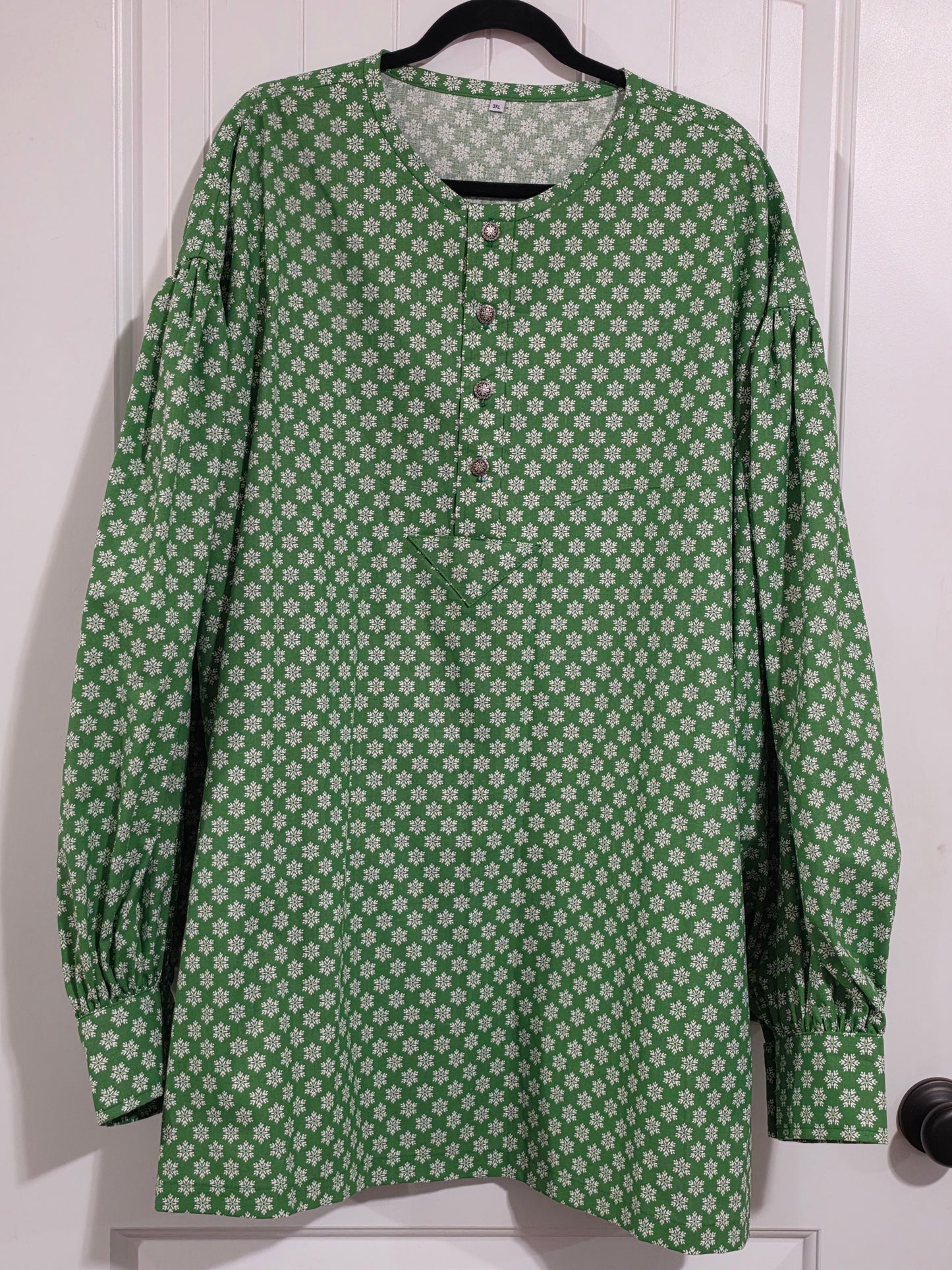 Green with white snowflakes