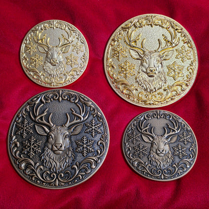 Small 4" Reindeer Belt Buckle for up to 3" belt - Bright Gold