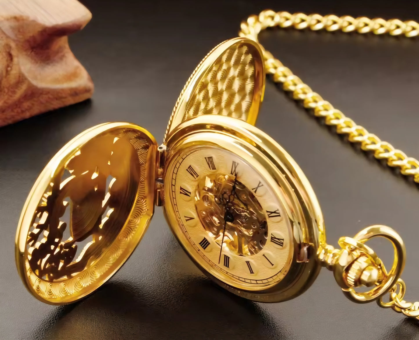 Gold Reindeer Pocket Watch