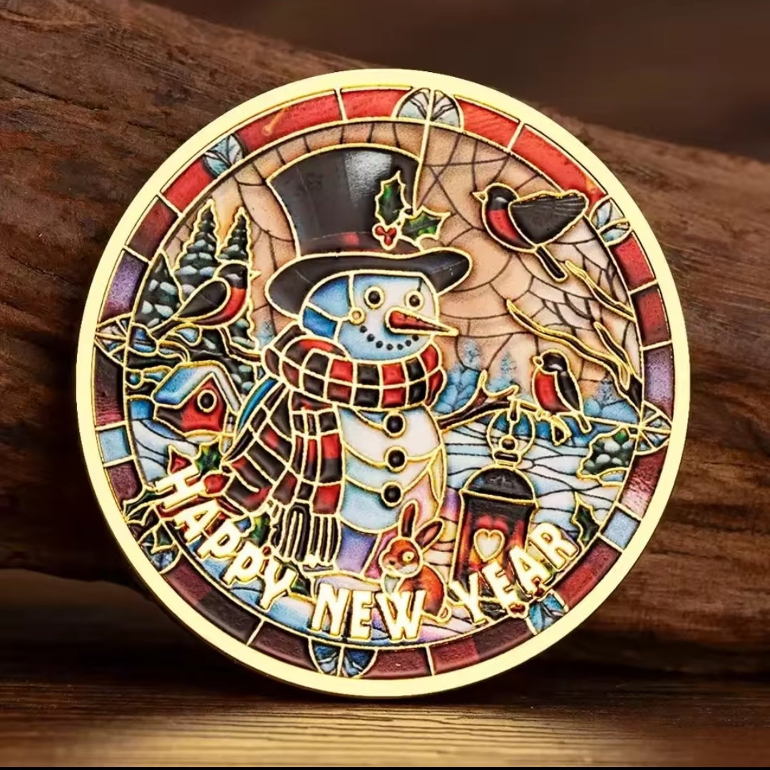 Santa’s Special Collectors Coins - Stained Glass Snowman