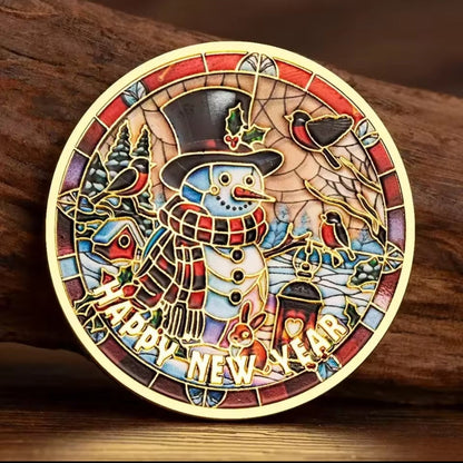 Santa’s Special Collectors Coins - Stained Glass Snowman