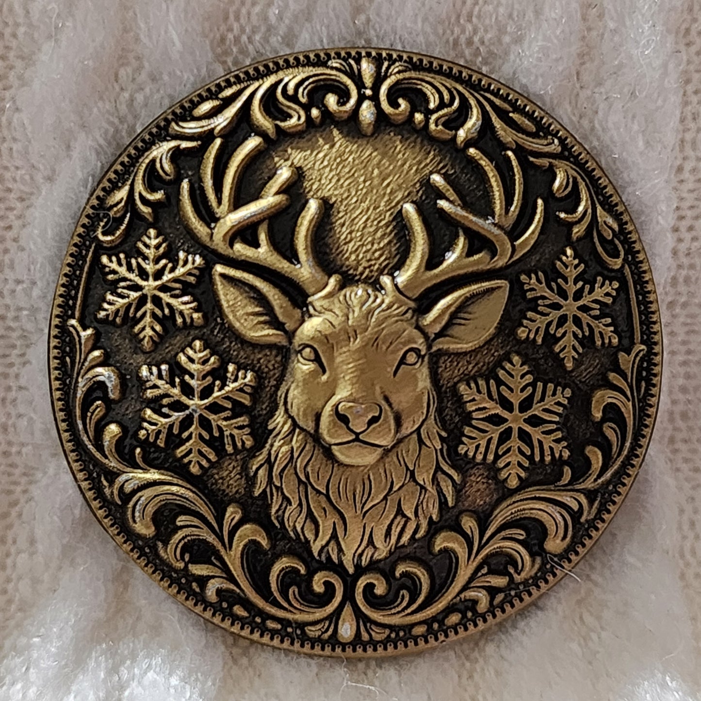 Reindeer Head Buttons - Antique Gold