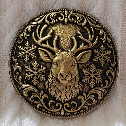 Reindeer Head Buttons - Antique Gold