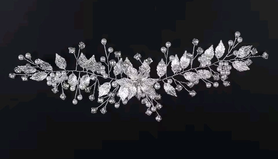 Mrs. Claus Silver Poinsettia Hair Piece