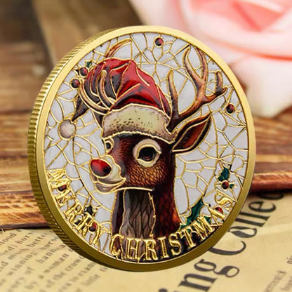 Santa’s Special Collectors Coins - Stained Glass Reindeer