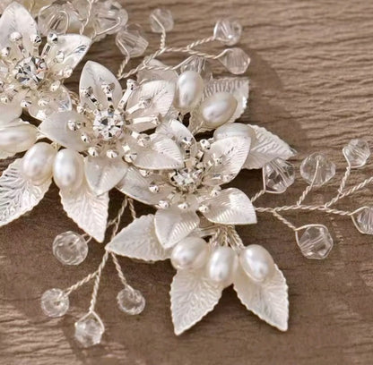 Mrs. Claus Silver Flower Hair Clip