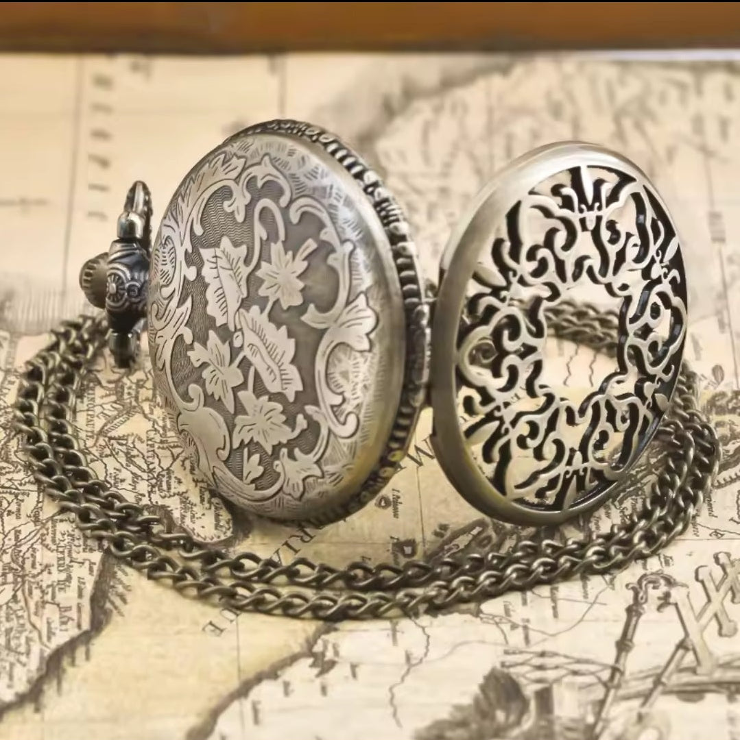 Bronze Filigree Snowflake Pocket Watch