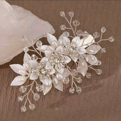 Mrs. Claus Silver Flower Hair Clip