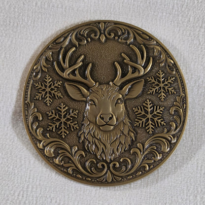 Reindeer Belt Buckle - Antique Gold