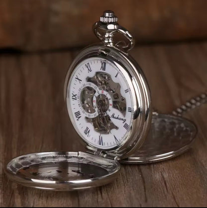 Silver Reindeer Pocket Watch