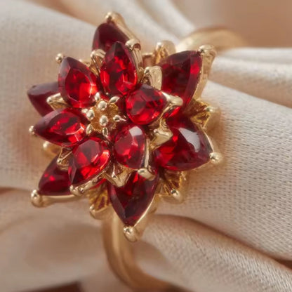 Mrs. Claus Ring - Red Gem Poinsettia