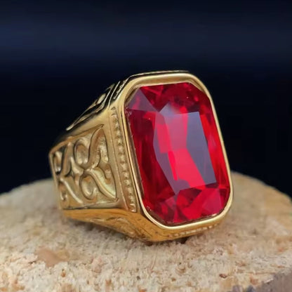 Santa Ring - Gold w/ Red Gem