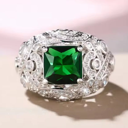 Mrs. Claus Ring - Silver w/ Green Zirconia Crystal Ring