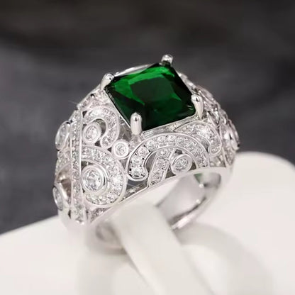 Mrs. Claus Ring - Silver w/ Green Zirconia Crystal Ring